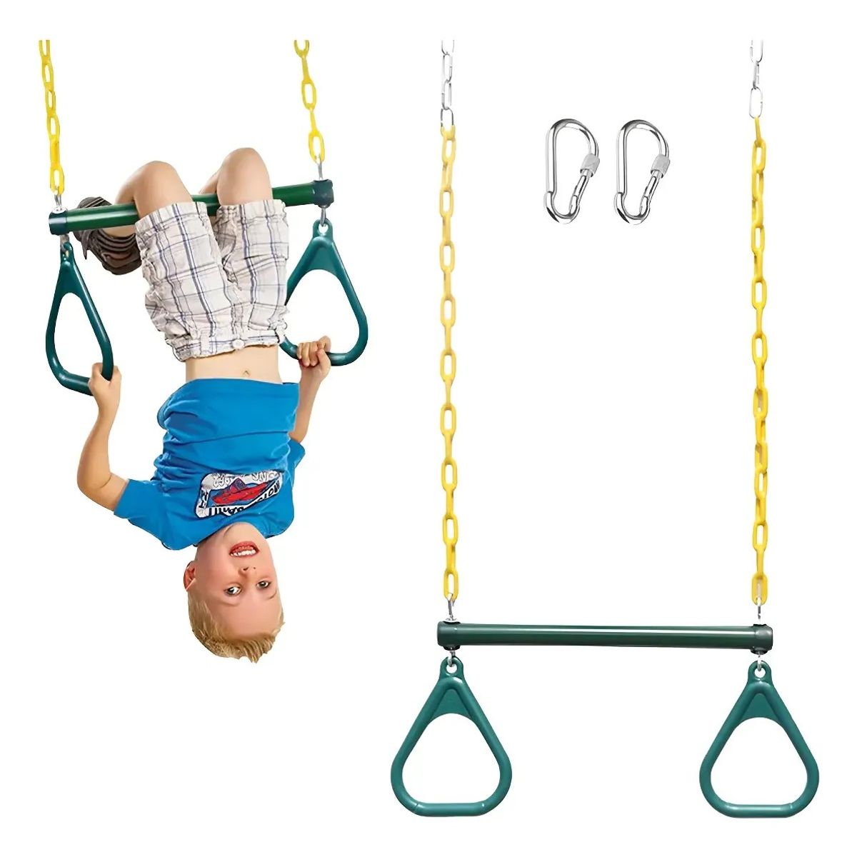 GENERICO - Niño Barra Trapecio Más Anillos Y Accesorios Gimnasia Verde Oscuro