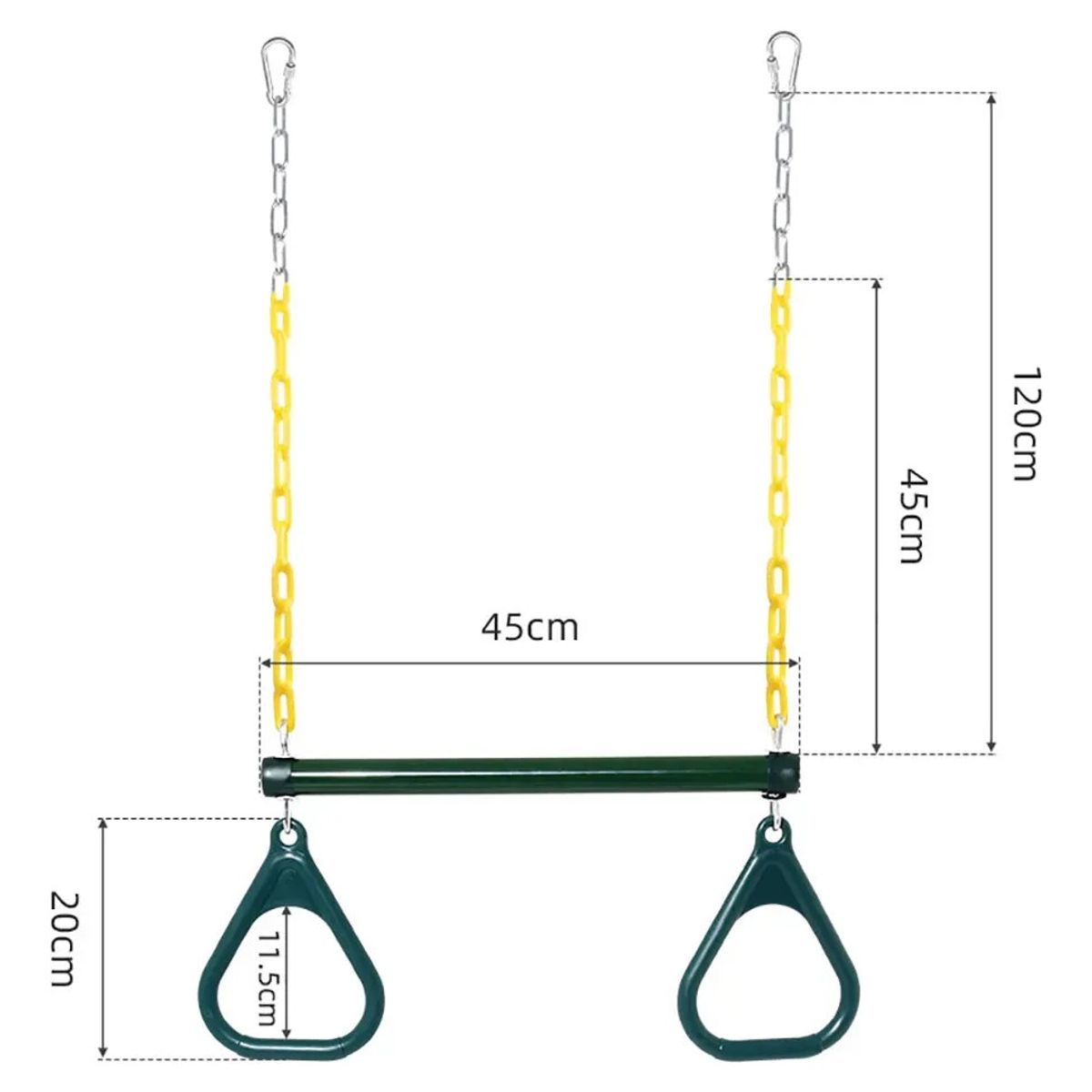 GENERICO - Niño Barra Trapecio Más Anillos Y Accesorios Gimnasia Verde Oscuro
