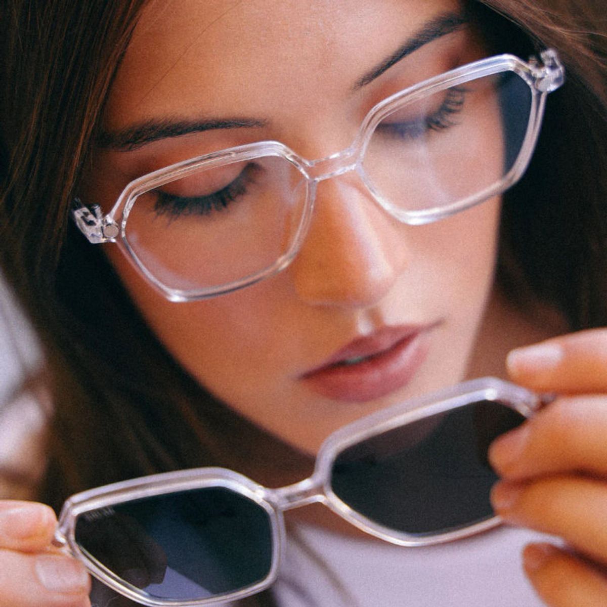 GENERICO - SOLARIS Transparente y Negro Clip On  Plateado  Redondos