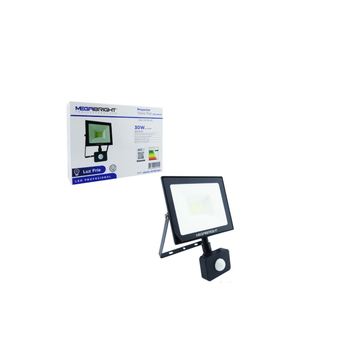 MEGABRIGHT - Foco Proyector Led 30w Megabright CON SENSOR DE MOVIMIENTO