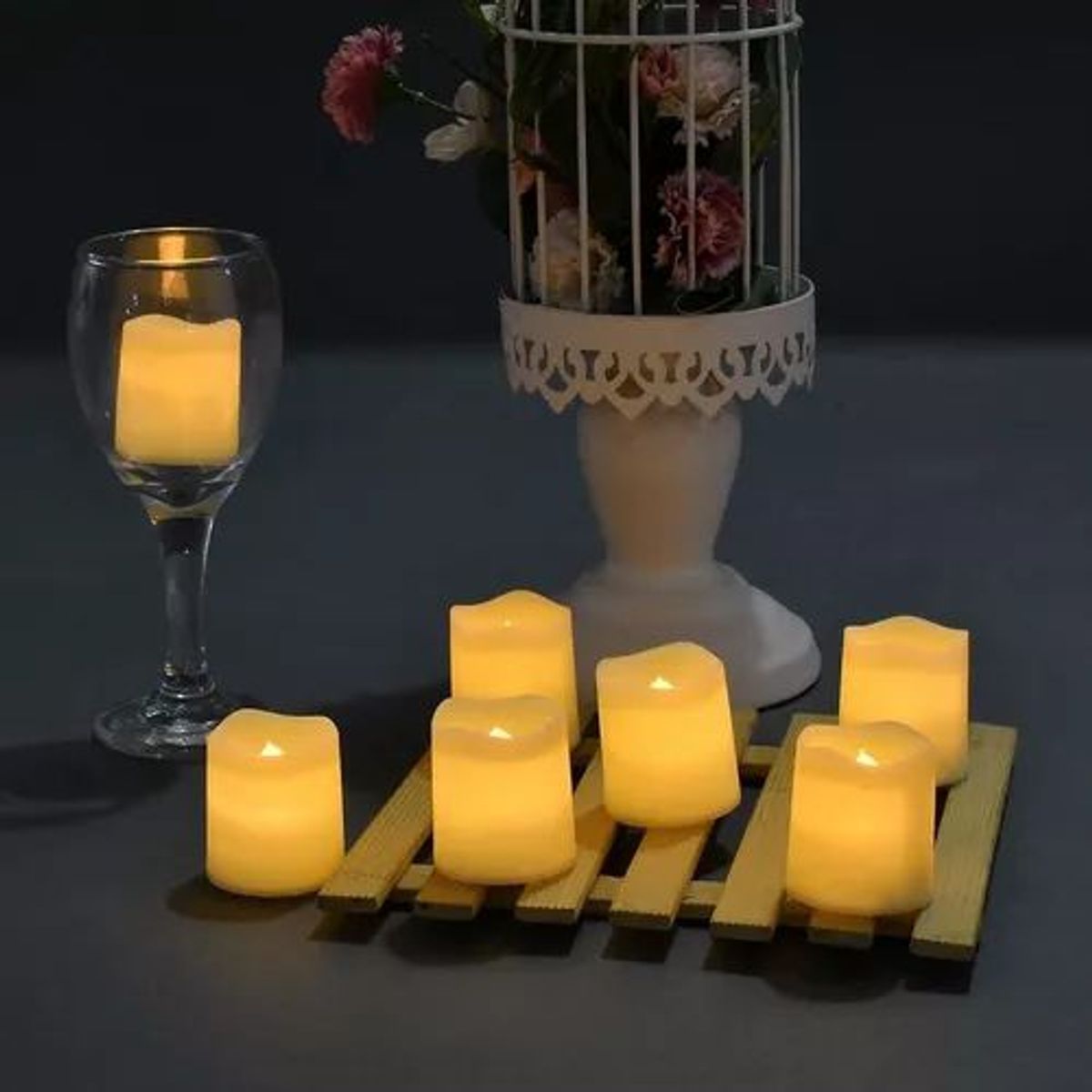 KINDA NICE - Pack 24 Velas Led Con Efecto Llama Porta Frascos Decorativas
