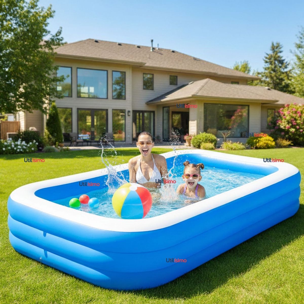 LINE - Piscina Inflable Rectangular 260x170x60 CM Color Azul