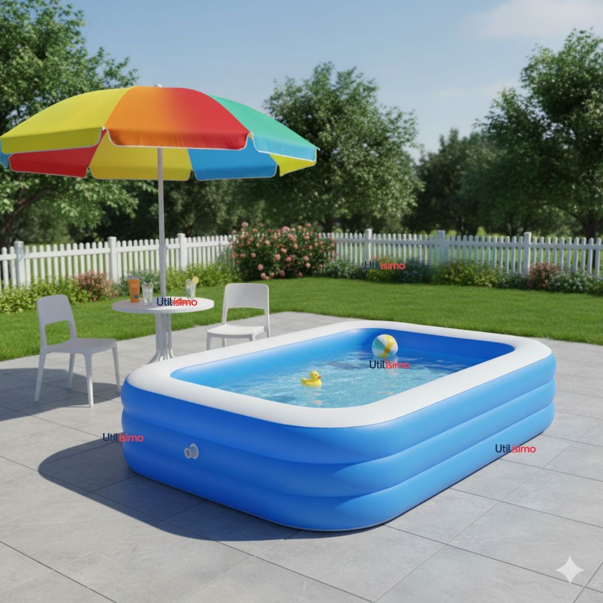 LINE - Piscina Inflable Rectangular 210x140x60 CM Color Azul