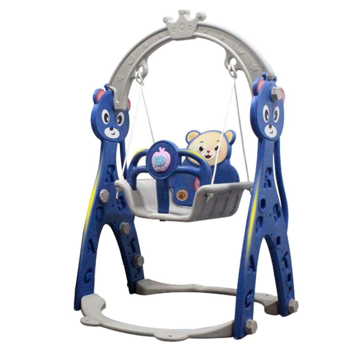 KIDSTAR - Resbalín Columpio Musical 2 en 1 “Sweet Bear” Azul