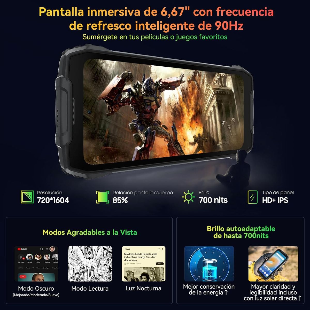BLACKVIEW - Blackview BV7300 Celular 18GB+256GB 15000mAh-orange