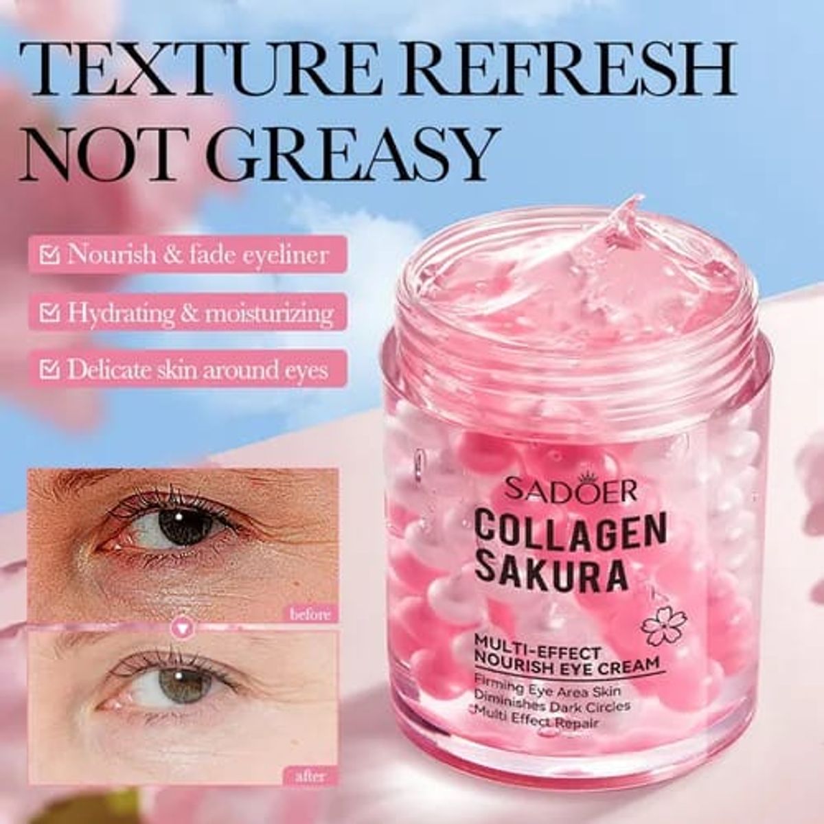 GENERICO - Crema Contorno de Ojos Collagen Sakura Reafirma y Disminuye Ojeras Multiefecto