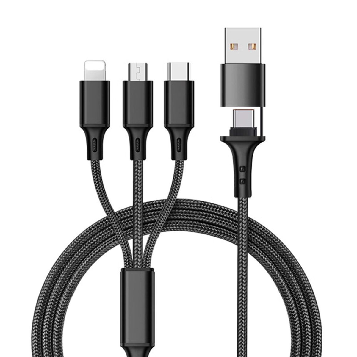 GENERICO - Cable 3 En 1 para Carga y Datos Micro USB, USB-C y iOS