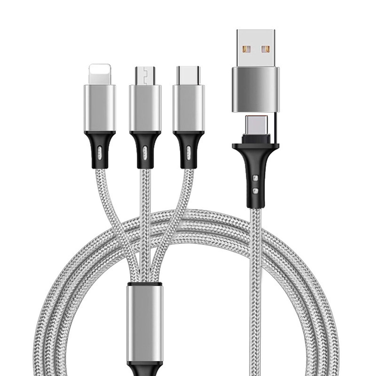 GENERICO - Cable 3 En 1 para Carga y Datos Micro USB, USB-C y iOS