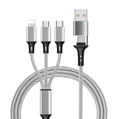 GENERICO - Cable 3 En 1 para Carga y Datos Micro USB, USB-C y iOS