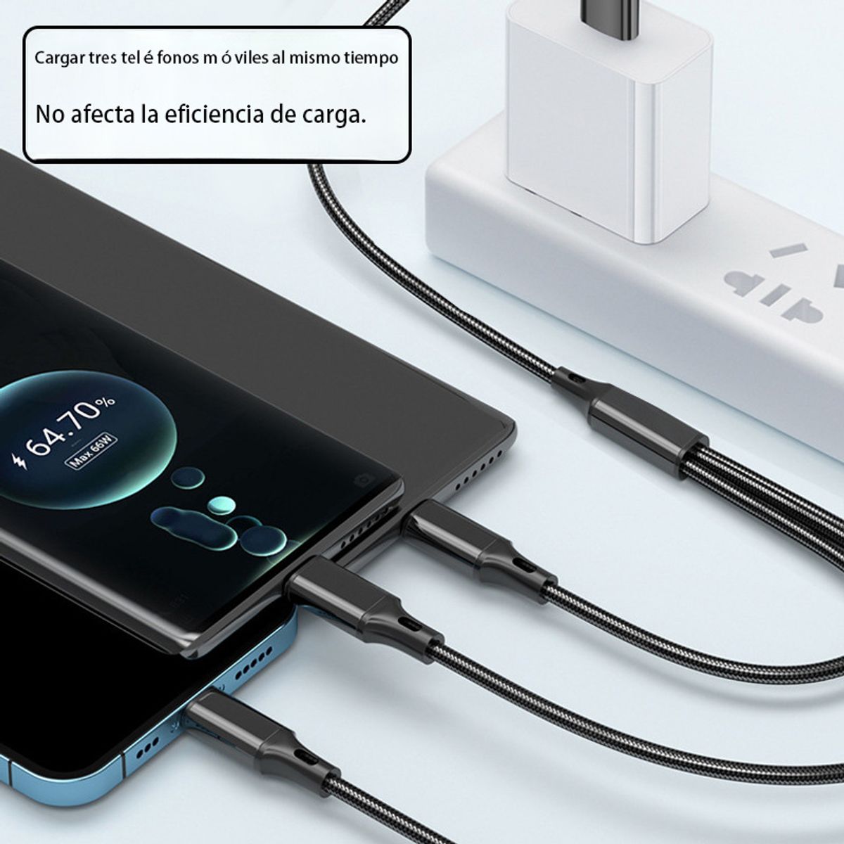 GENERICO - Cable 3 En 1 para Carga y Datos Micro USB, USB-C y iOS