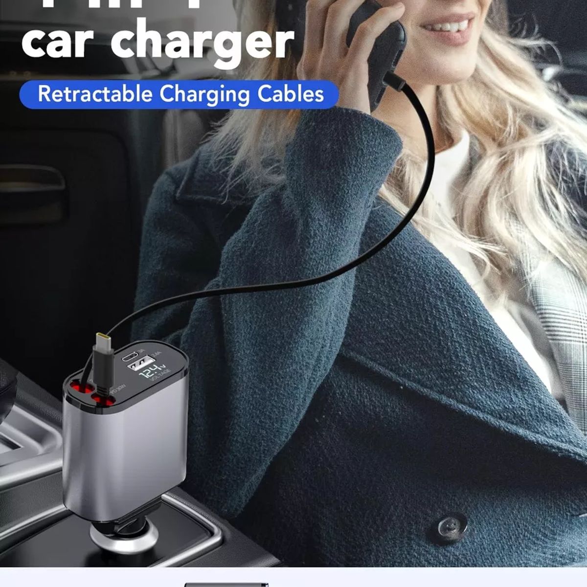 GENERICO - Cargador de Coche USB con 2 Puertos Escalables y Carga Rápida