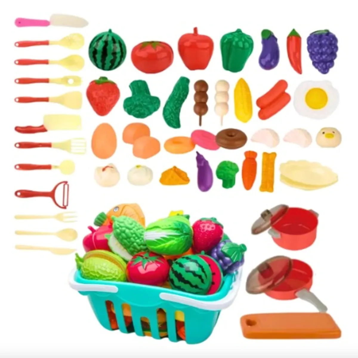 GENERICO - Canasto De Frutas Y Verduras De Juguete Utensilios  50 Piezas
