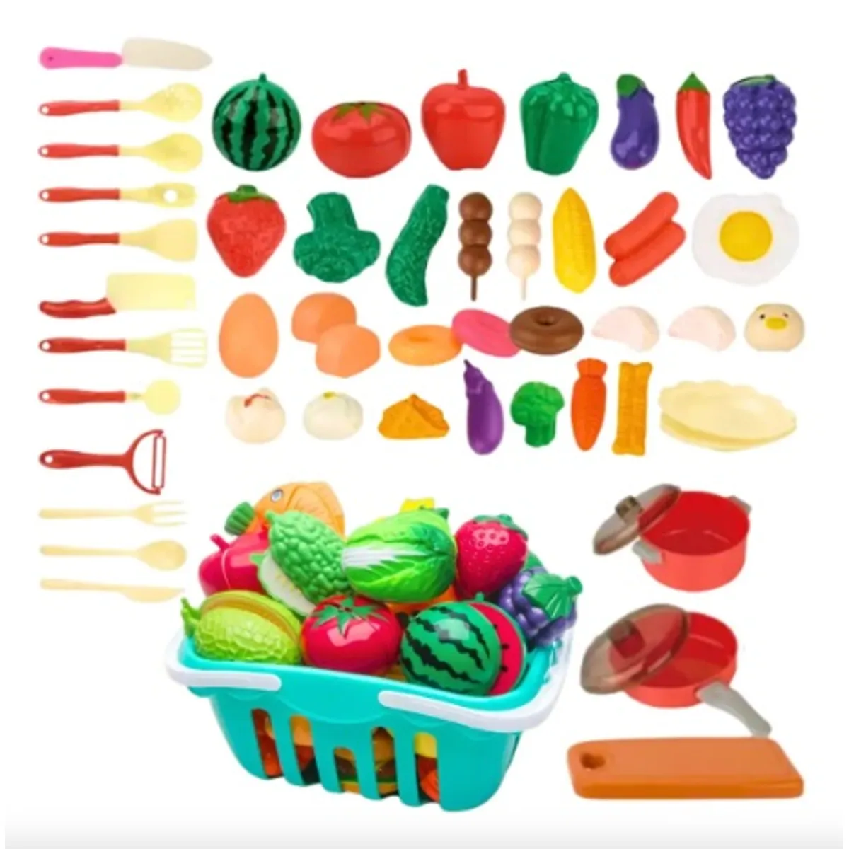 GENERICO - Canasto De Frutas Y Verduras De Juguete Utensilios  50 Piezas