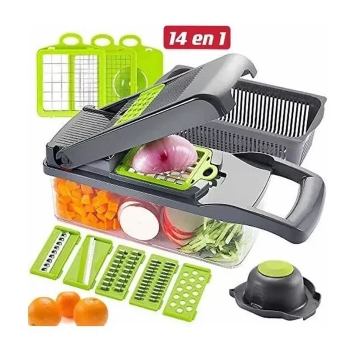 GENERICO - Picador Cortador Verduras Frutas Rallador Alimentos 14 En 1