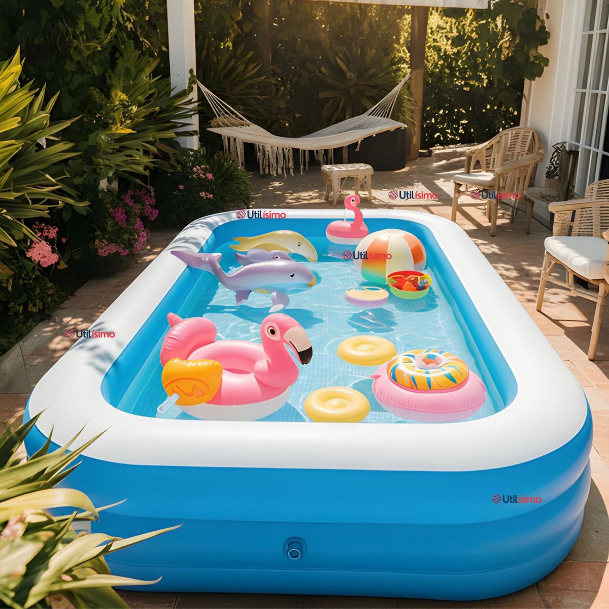 LINE - Piscina Inflable Rectangular 305X183X60cm Color Azul