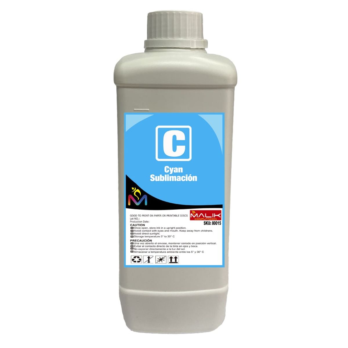 MALIK - Tinta 1 Litro Sublimacion Cyan para Epsn E/tank L8160