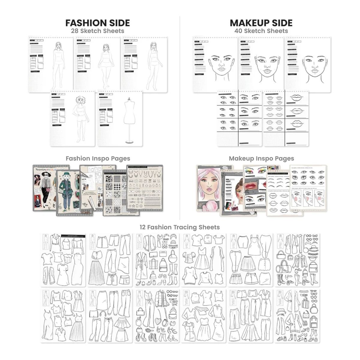 FASHION ANGELS - Libreta Cuaderno Para Diseñar Rostro Y Ropa Fashion Angels Agua