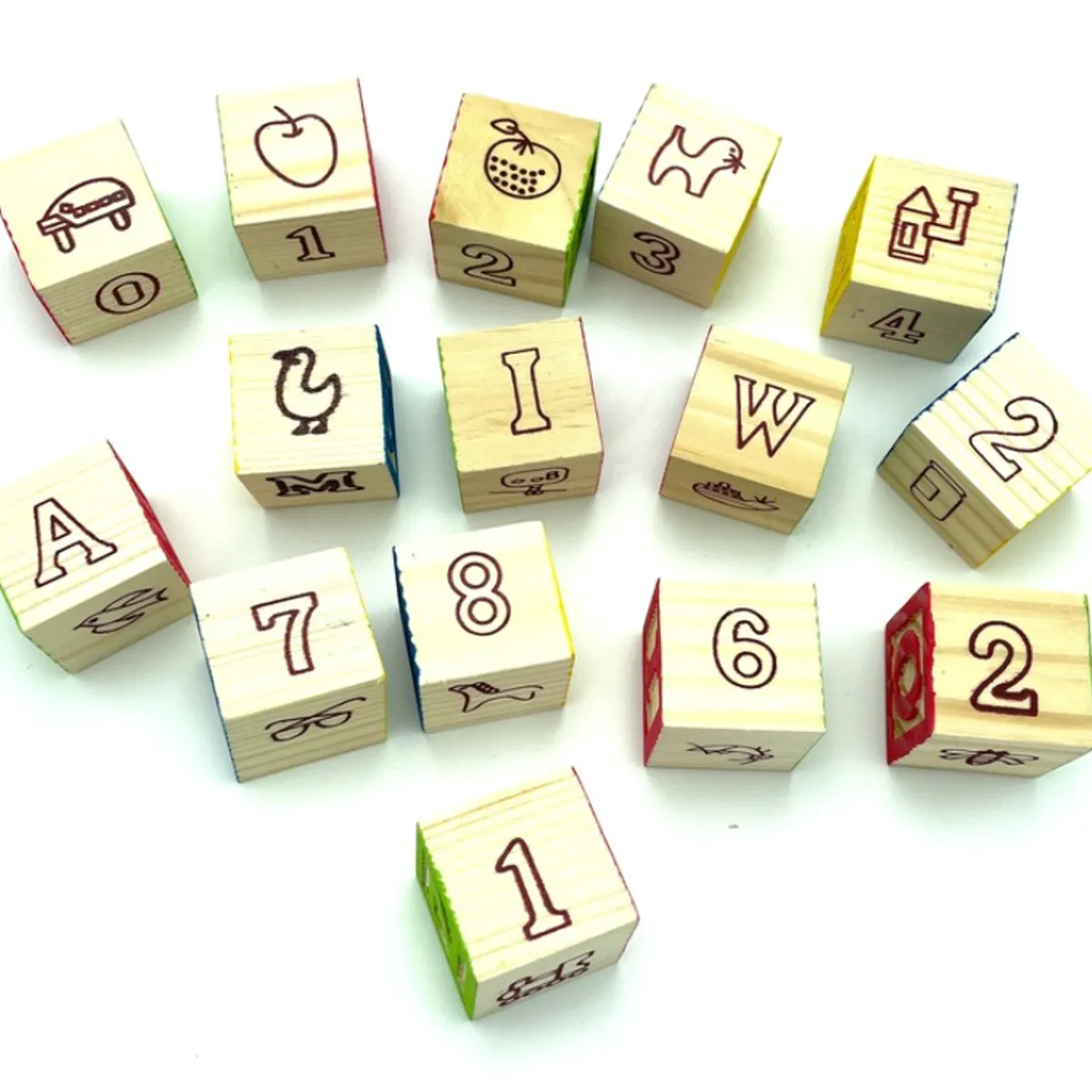 GENERICO - Cubo 48 Piezas Madera Letras Números