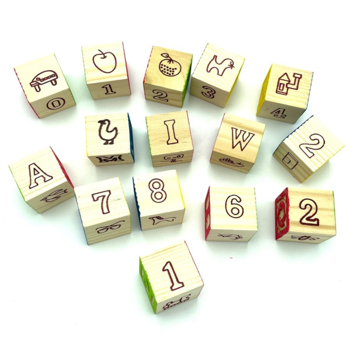 GENERICO - Cubo 48 Piezas Madera Letras Números