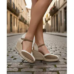 SNOOPY - Sandalias con Yute Mujer Casuales en gamuza con Plataforma M536