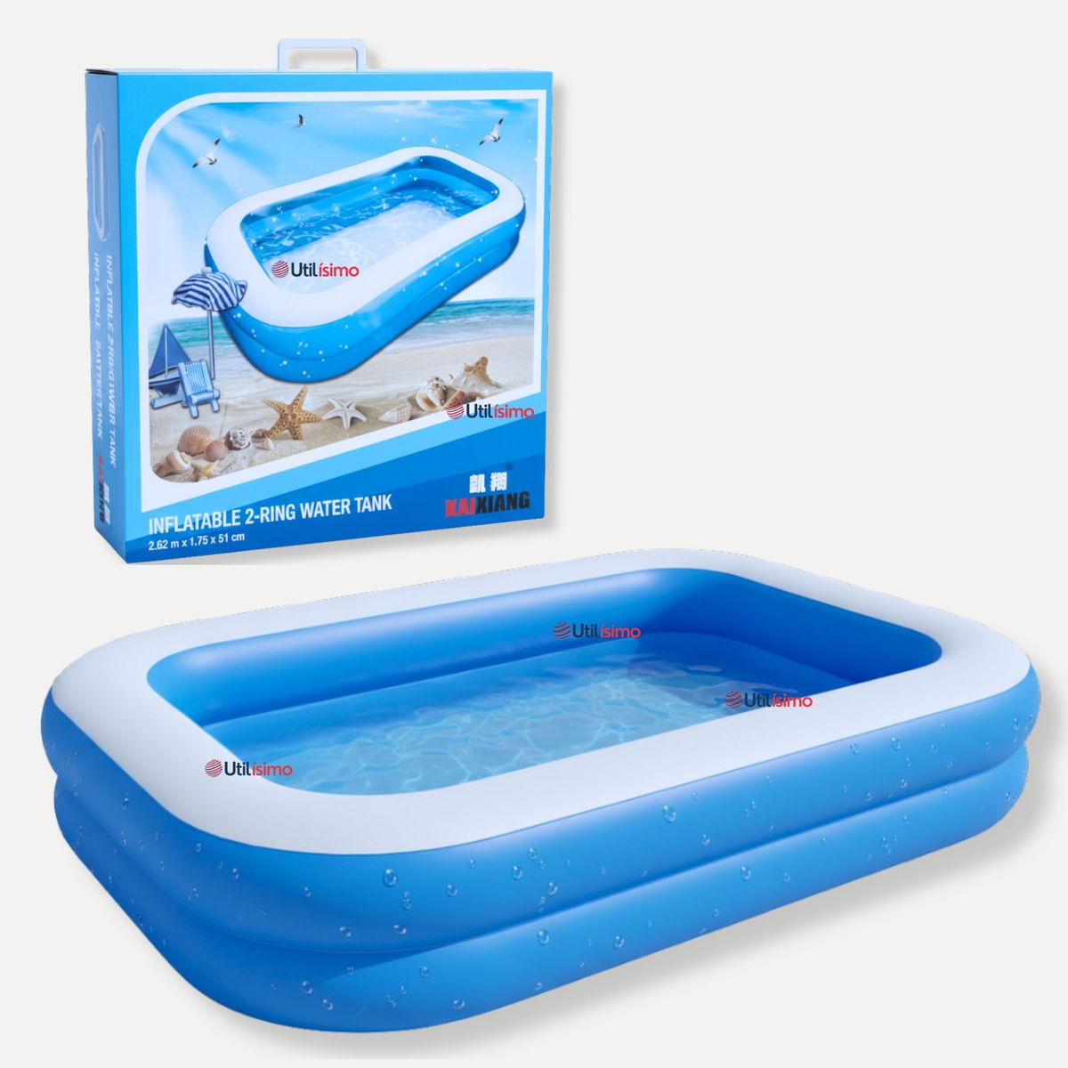 LINE - Piscina Inflable Rectangular 262x175x51 CM Color Azul