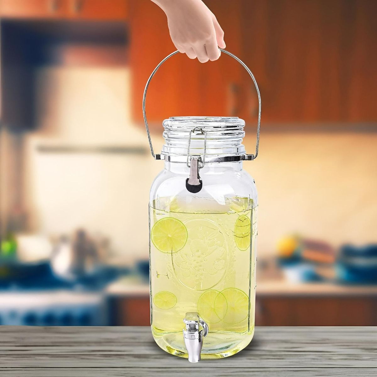 PASTELERIUSCL - Dispensador De Bebidas Jarro De Vidrio Para Jugos Jarra 38l Dispensador Portátil Con Grifo Jarro