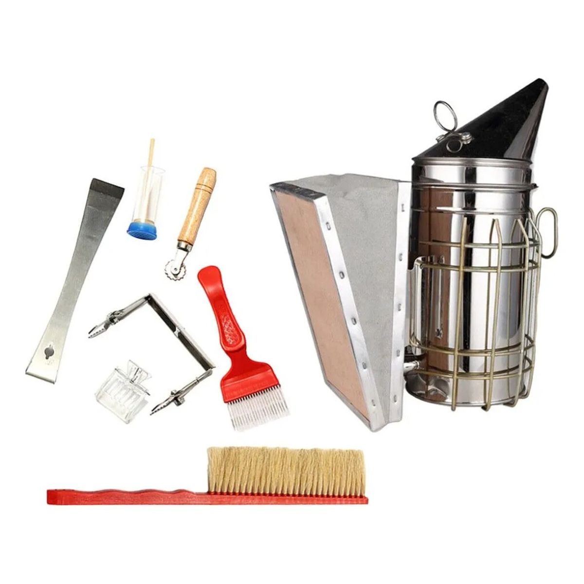 MUNDO MAGIA - Juego De Equipo De Ahumador Para Apicultura 8 Piezas Plateado