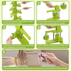 MUNDO MAGIA - Máquina De Chapitas Con Matriz Ajustable Color Verde