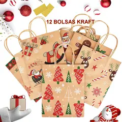 GENERICO - 12 Bolsas Kraft grueso 23x18cm diseños