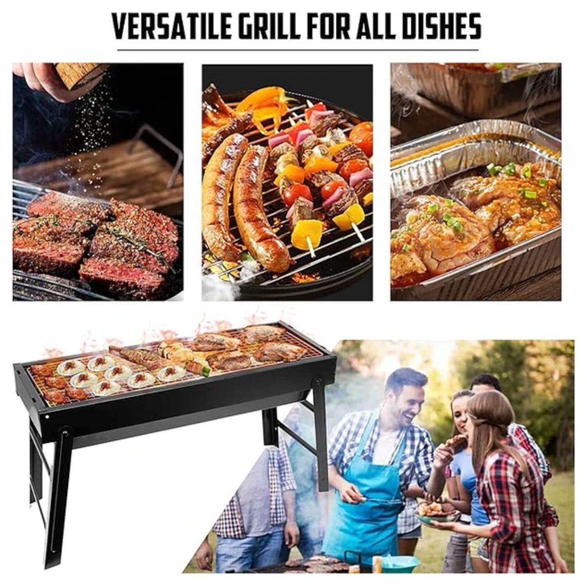 GENERICO - Parrilla De Carbon Portatil Plegable De Mesa Picnic Viajes 60X23X35