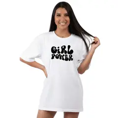 TRIPLE PLAY - Polera Oversize Dama 100% Algodón Girl Power