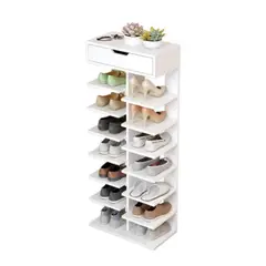 GENERICO - Zapatero Organizador Estante Zapatos 14 Pcs Hall Armario Blanco