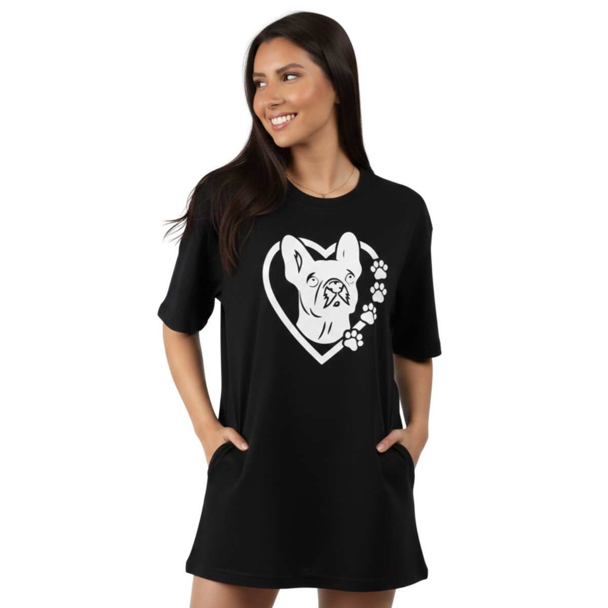 TRIPLE PLAY - Polera Oversize Dama 100% Algodón Dog Love