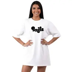 TRIPLE PLAY - Polera Oversize Dama 100% Algodón Smile