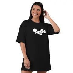 TRIPLE PLAY - Polera Oversize Dama 100% Algodón Smile