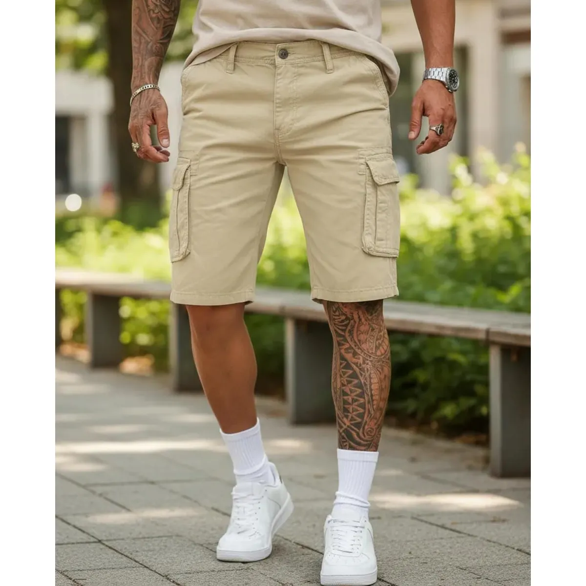 BLUE MOUNTAIN - Shorts cargo para hombre múltiple bolsillos Outdoor