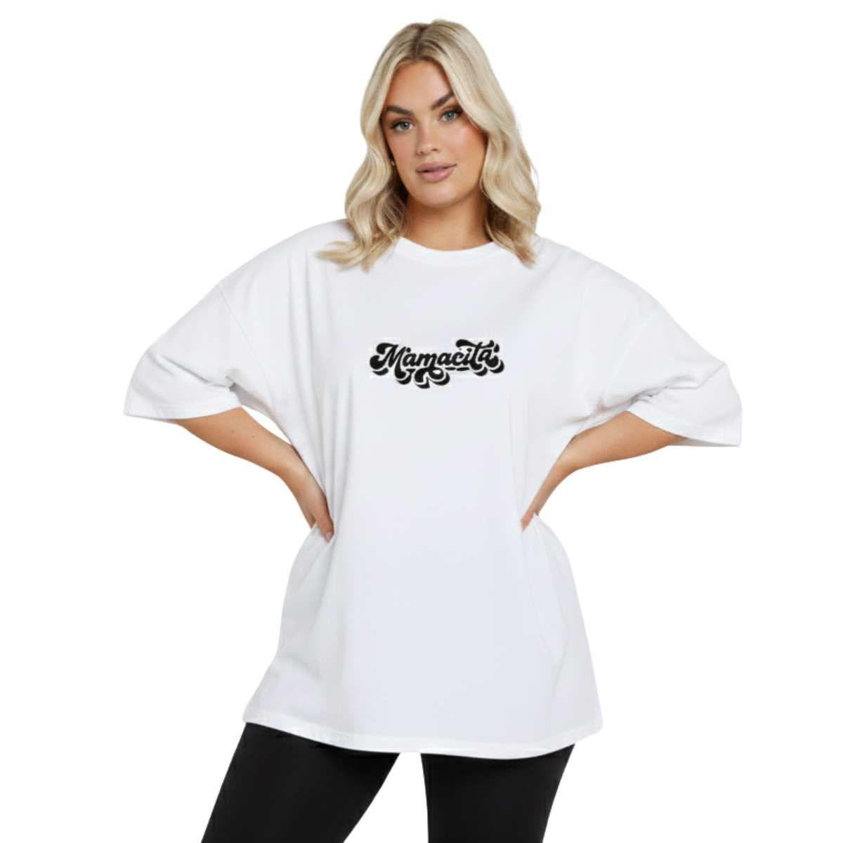 TRIPLE PLAY - Polera Oversize Dama 100% Algodón Frase Mamacita