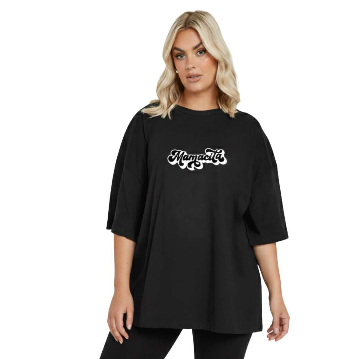 TRIPLE PLAY - Polera Oversize Dama 100% Algodón Frase Mamacita