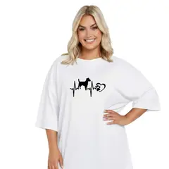 TRIPLE PLAY - Polera Oversize Dama 100% Algodón Love Dog Pulso