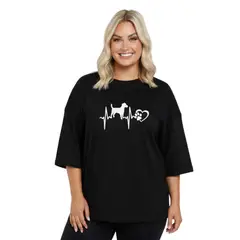 TRIPLE PLAY - Polera Oversize Dama 100% Algodón Love Dog Pulso