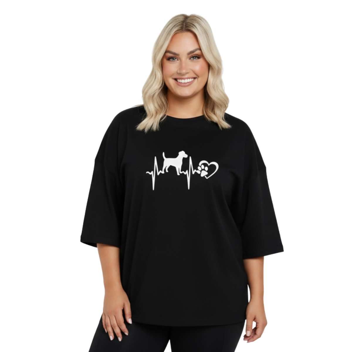 TRIPLE PLAY - Polera Oversize Dama 100% Algodón Love Dog Pulso