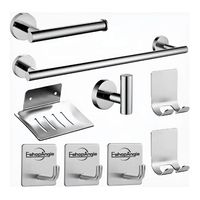 Juego Set 9 Accesorios Para Baño Acero Inoxidable Plateado