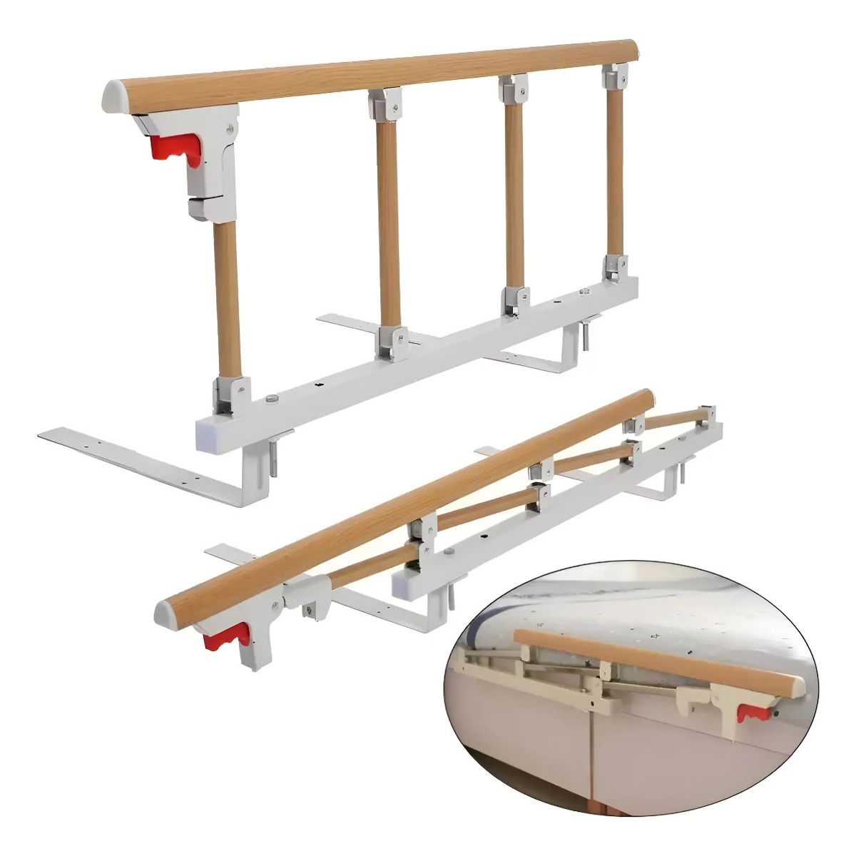 GENERICO - Baranda De Cama Lateral Anticaída Para Cuidado Adulto Mayor Marrón Claro Lisa