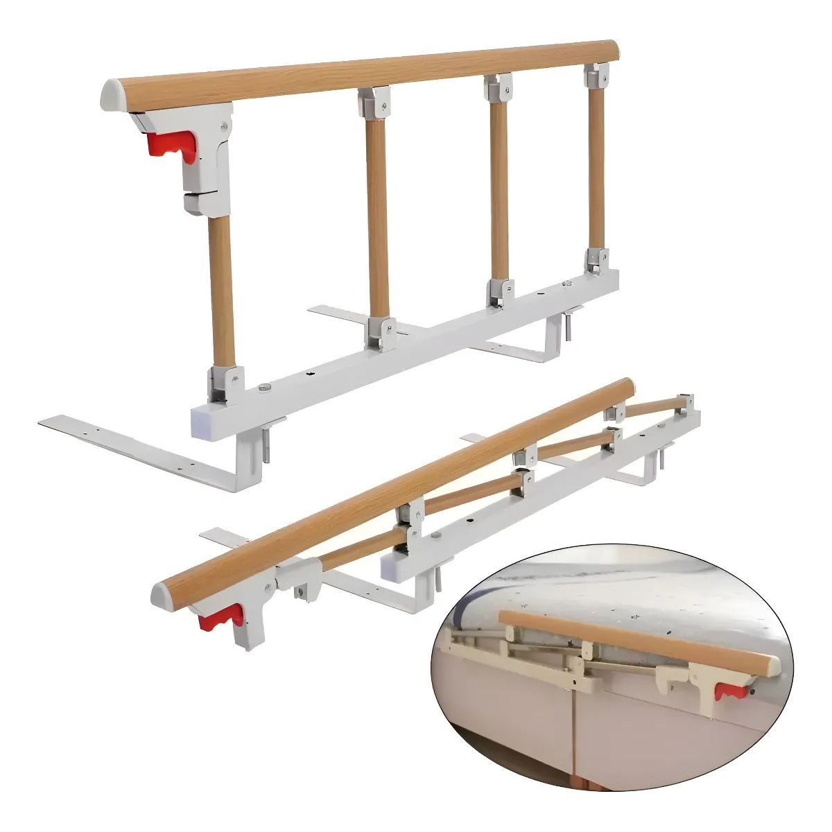 GENERICO - Baranda De Cama Lateral Anticaída Para Cuidado Adulto Mayor Marrón Claro Lisa