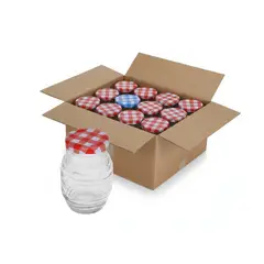 GENERICO - Pack 12 Frasco De Vidrio Conservero Barril 180ml Tapa Metalica Color Variado