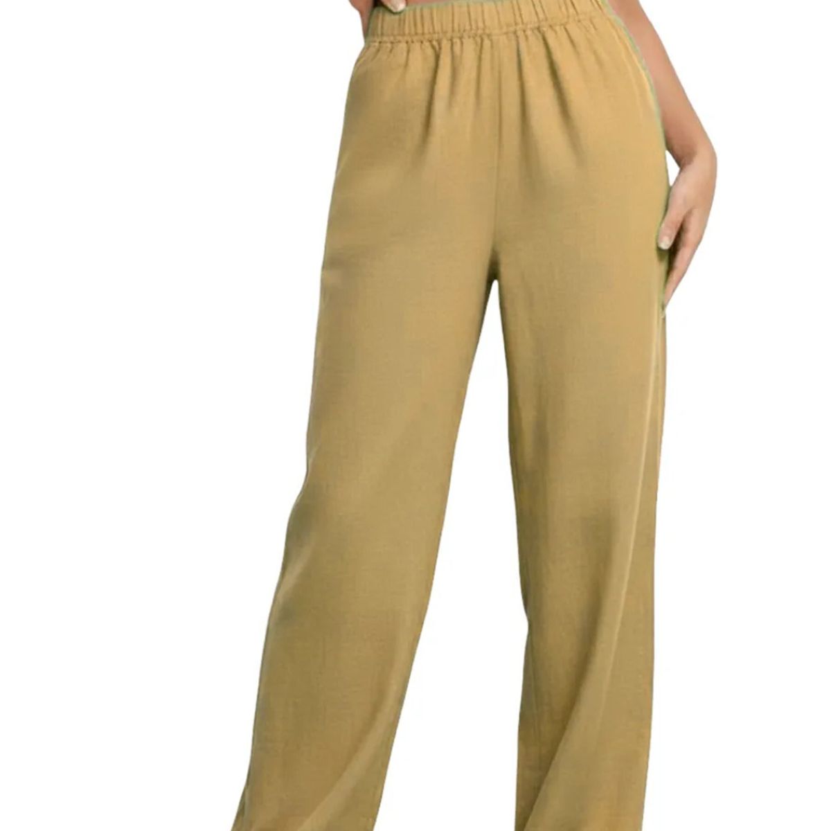 LOOK SHOP - Pantalón Mujer. Tela Verano Tipo Lino. Bolsillo Cierre. 2509