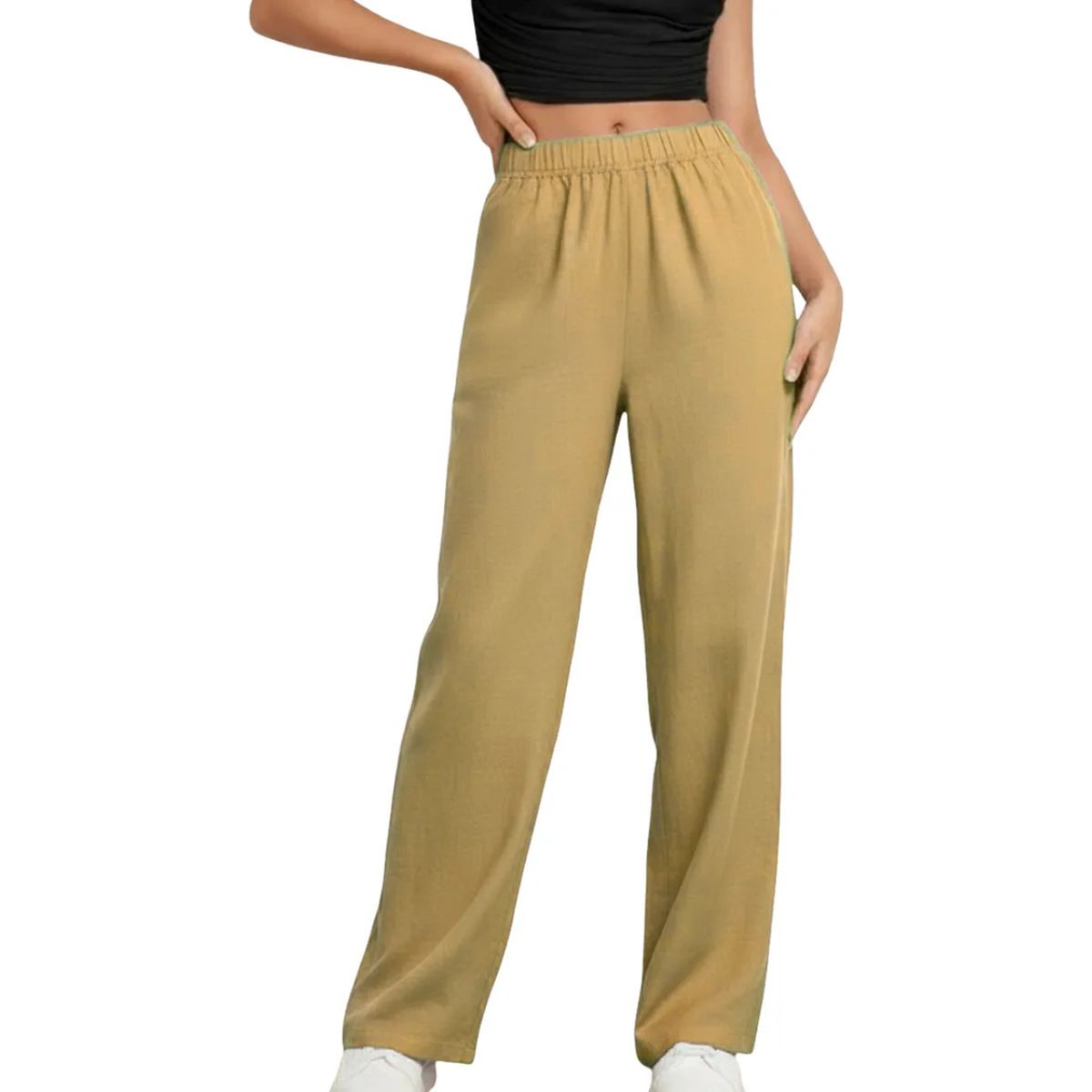 LOOK SHOP - Pantalón Mujer. Tela Verano Tipo Lino. Bolsillo Cierre. 2509