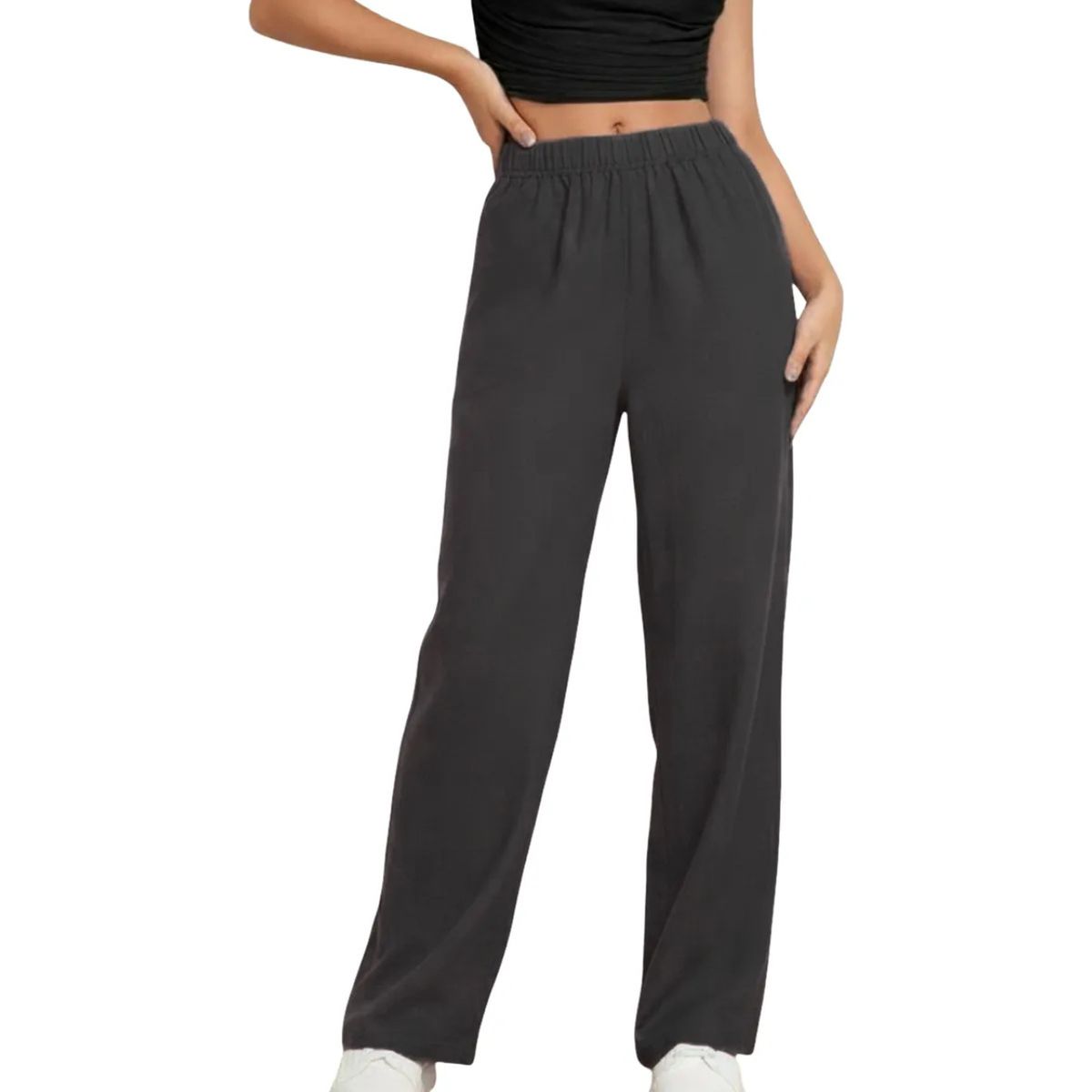 LOOK SHOP - Pantalón Mujer. Tela Verano Tipo Lino. Bolsillo Cierre. 2509