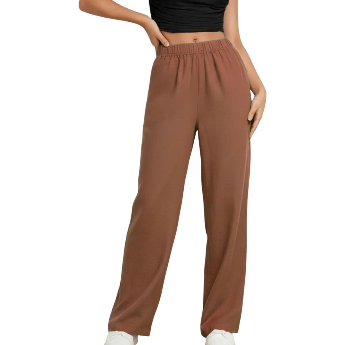 LOOK SHOP - Pantalón Mujer. Tela Verano Tipo Lino. Bolsillo Cierre. 2509