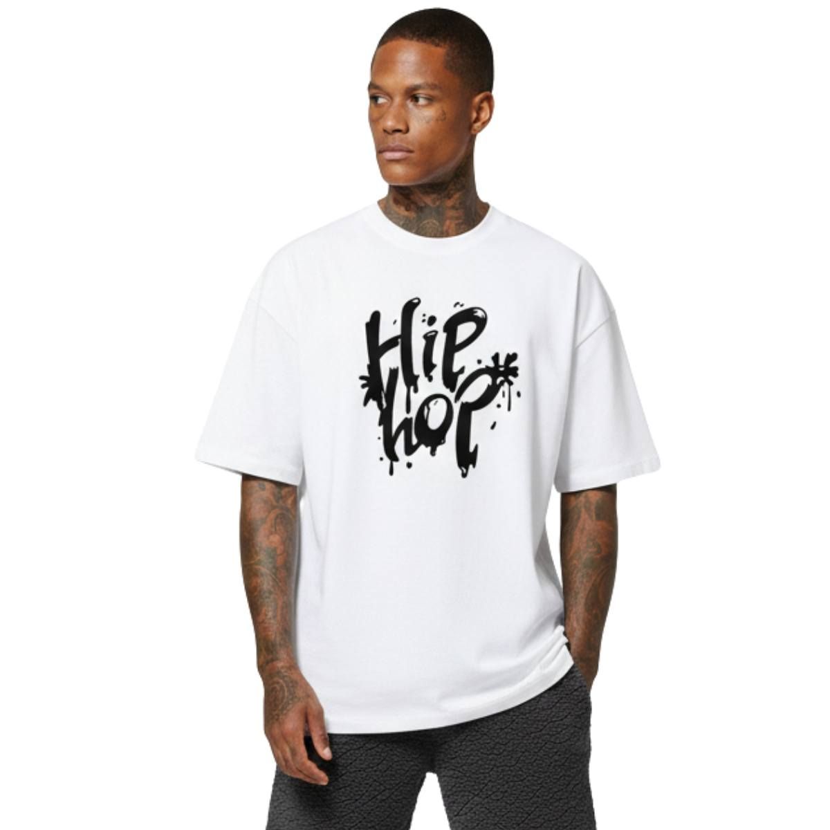 TRIPLE PLAY - Polera Oversize 100% Algodón Hip Hop letras